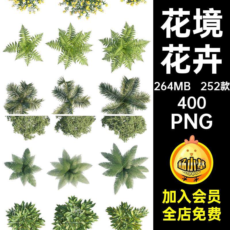 252款植物平面PSD抠平面图免PNG花卉顶视图无花境分层俯视源文件