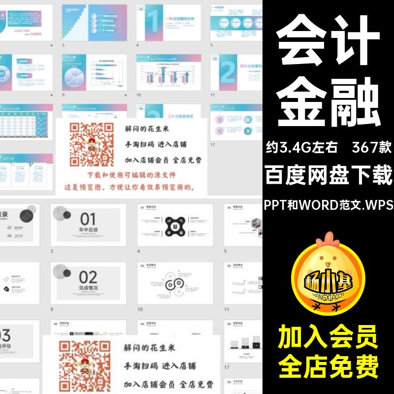 367款数据统计汇报模板财务报告分析PPT和WORD范文.WPS会计金融
