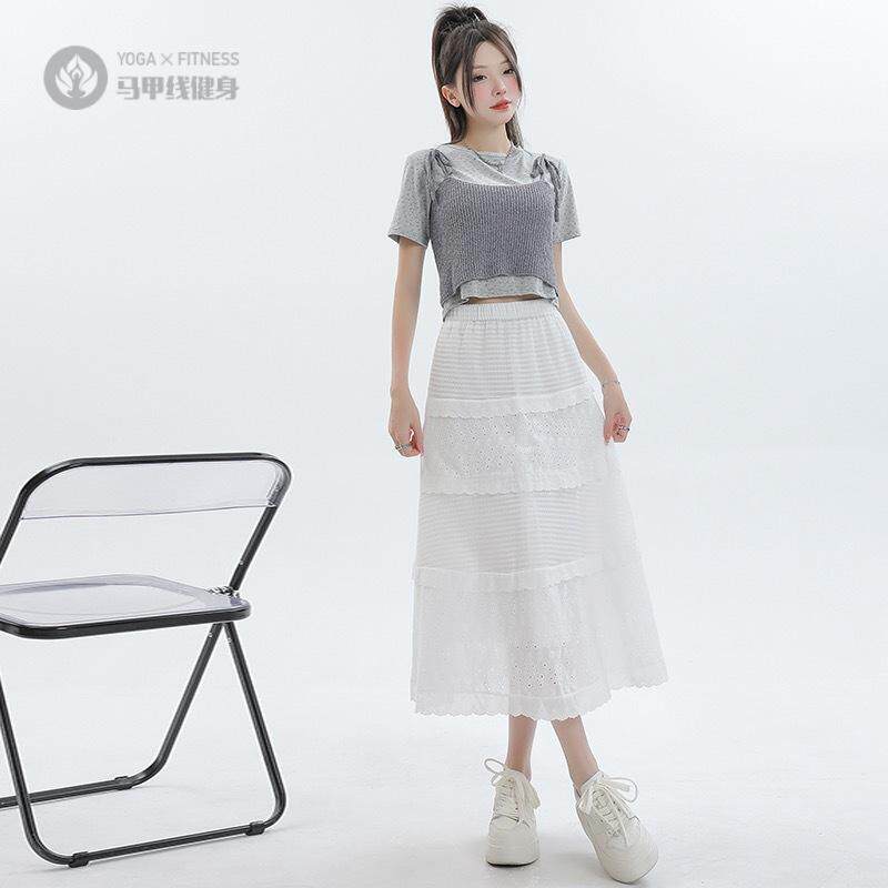 白色蛋糕裙女春季2025新款高腰A字半身裙中长款半裙芭蕾蓬蓬裙子