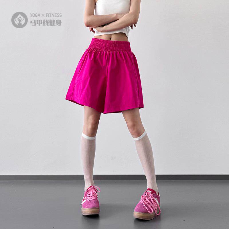 玫红色高腰宽松显瘦短裤女2025
