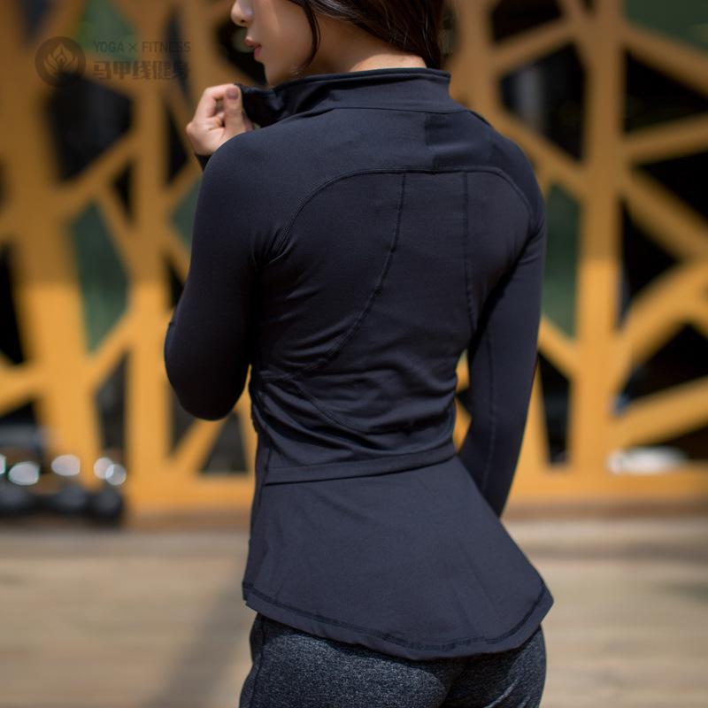 秋冬瑜伽服外套燕尾长袖女运动
