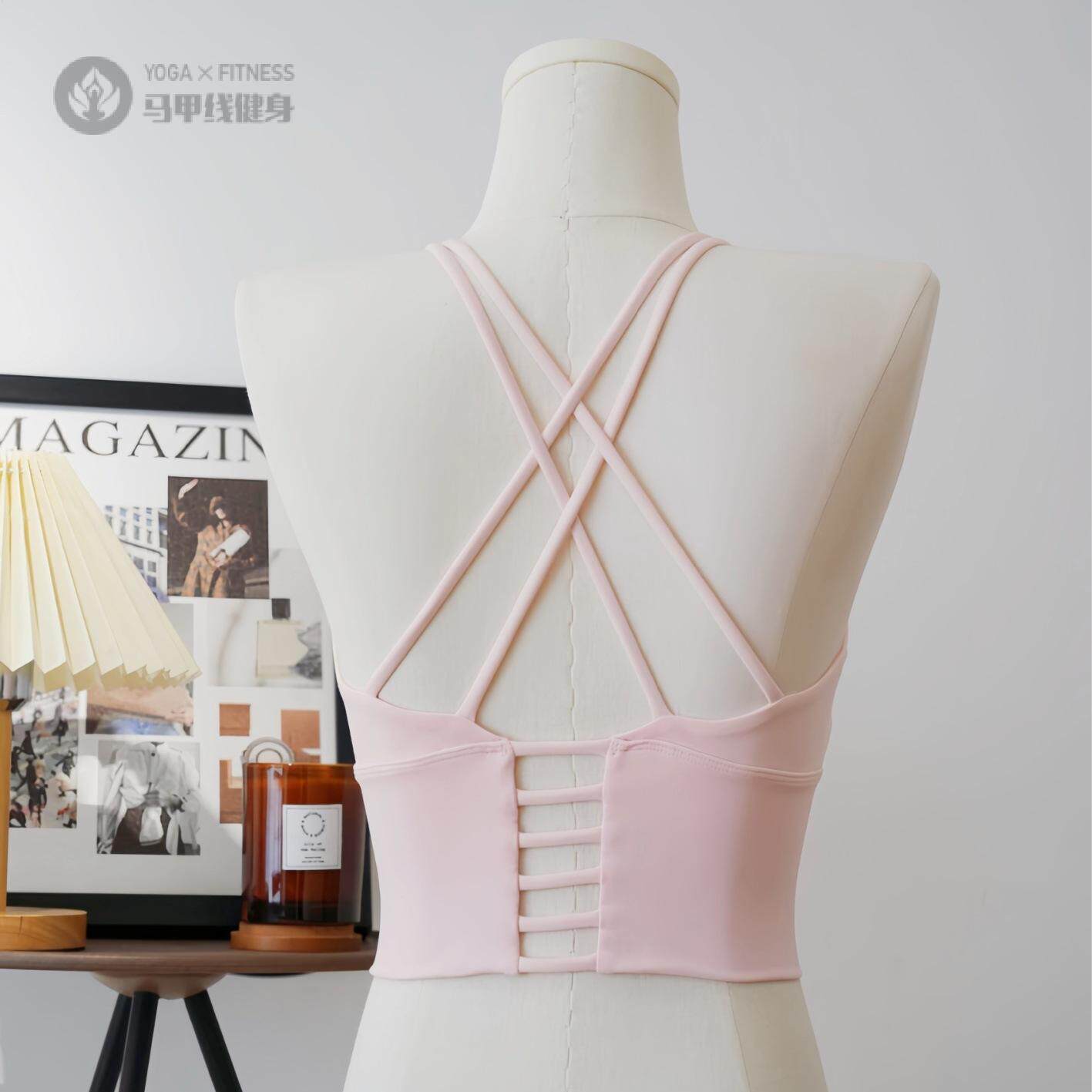 运动内衣女跑步胸衣中长款瑜伽背心胸罩有胸垫健身内衣