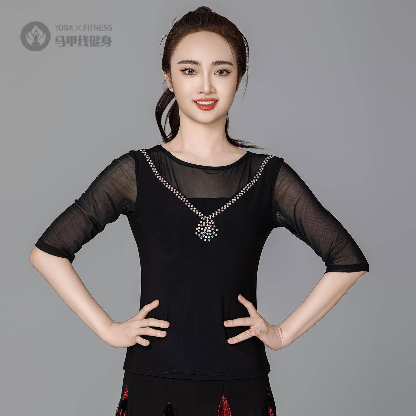 拉丁舞上衣女2025新款中袖广场