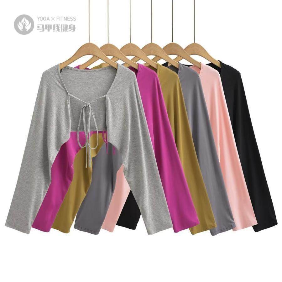 欧美风系带长袖披肩女夏季薄款百搭坎肩上衣外搭开衫小外套罩衫