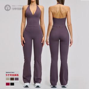 欧美磨毛微喇瑜伽服套装女运动美
