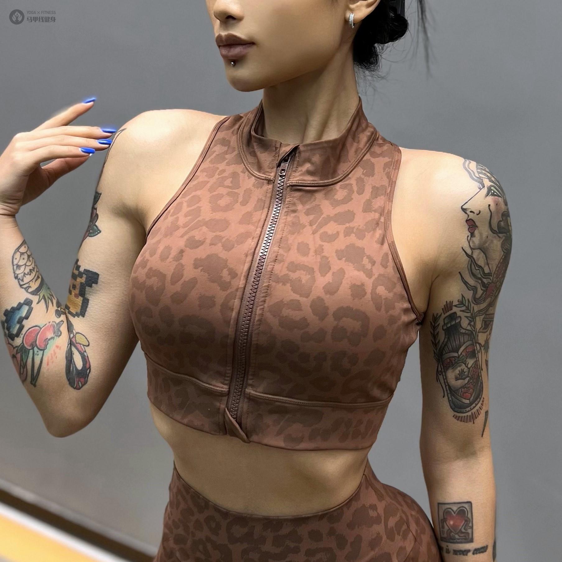欧美豹纹健身瑜伽运动文