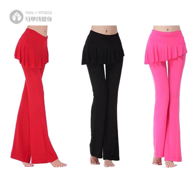 舞蹈裤女广场舞服下装跳操裙裤拉丁舞裤微喇跳舞练功长裤子