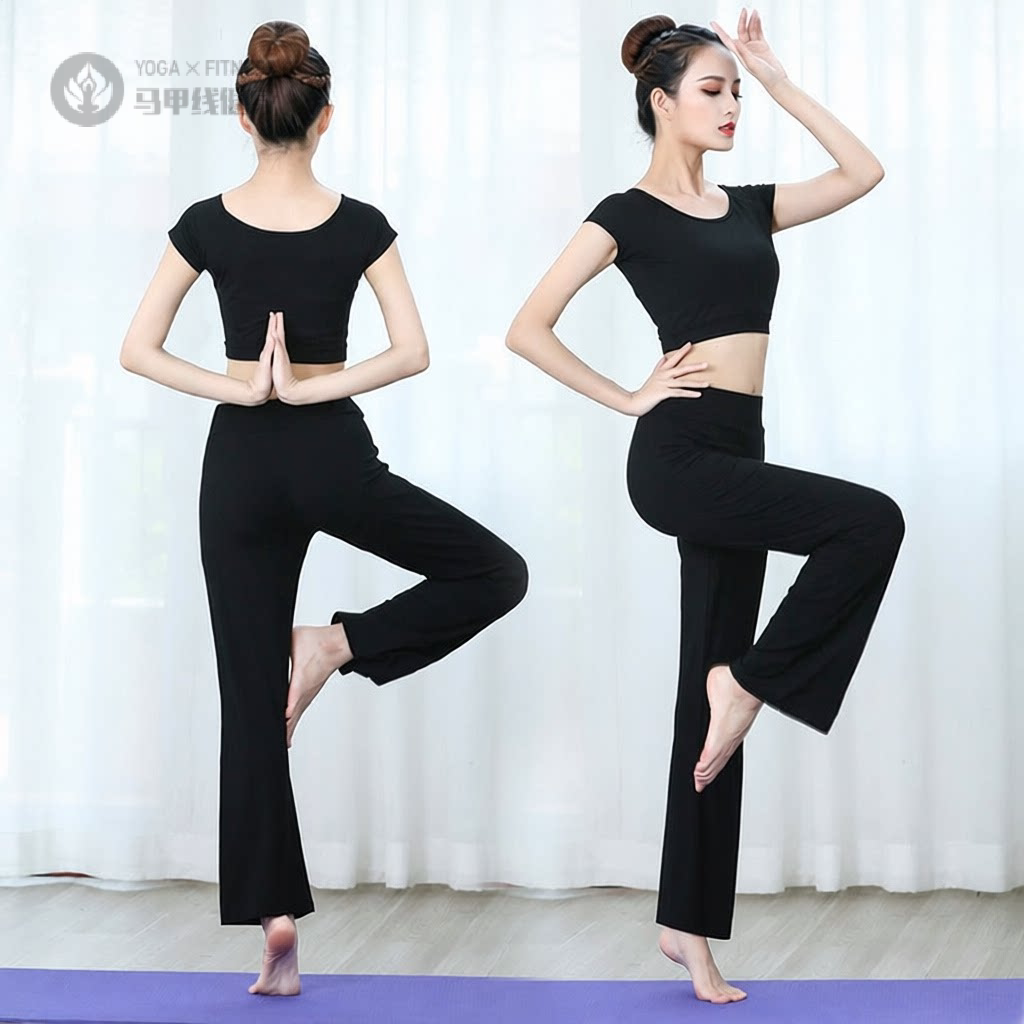 瑜伽服女夏天跑步服健身房运动服裤肚皮舞蹈表演服运动风