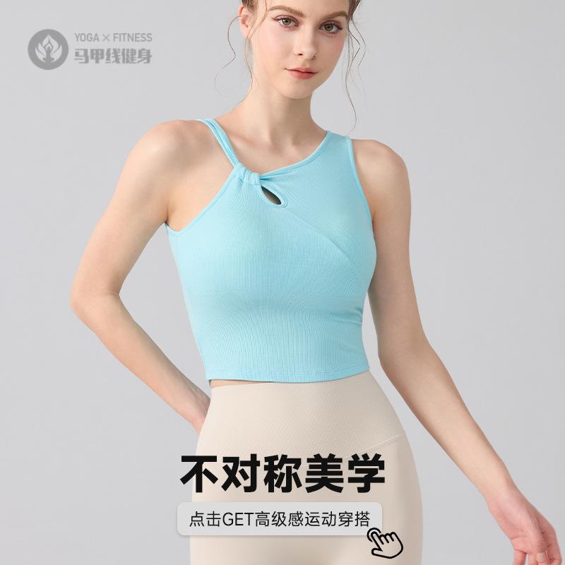 欧美时尚斜肩背心瑜伽服女带胸垫