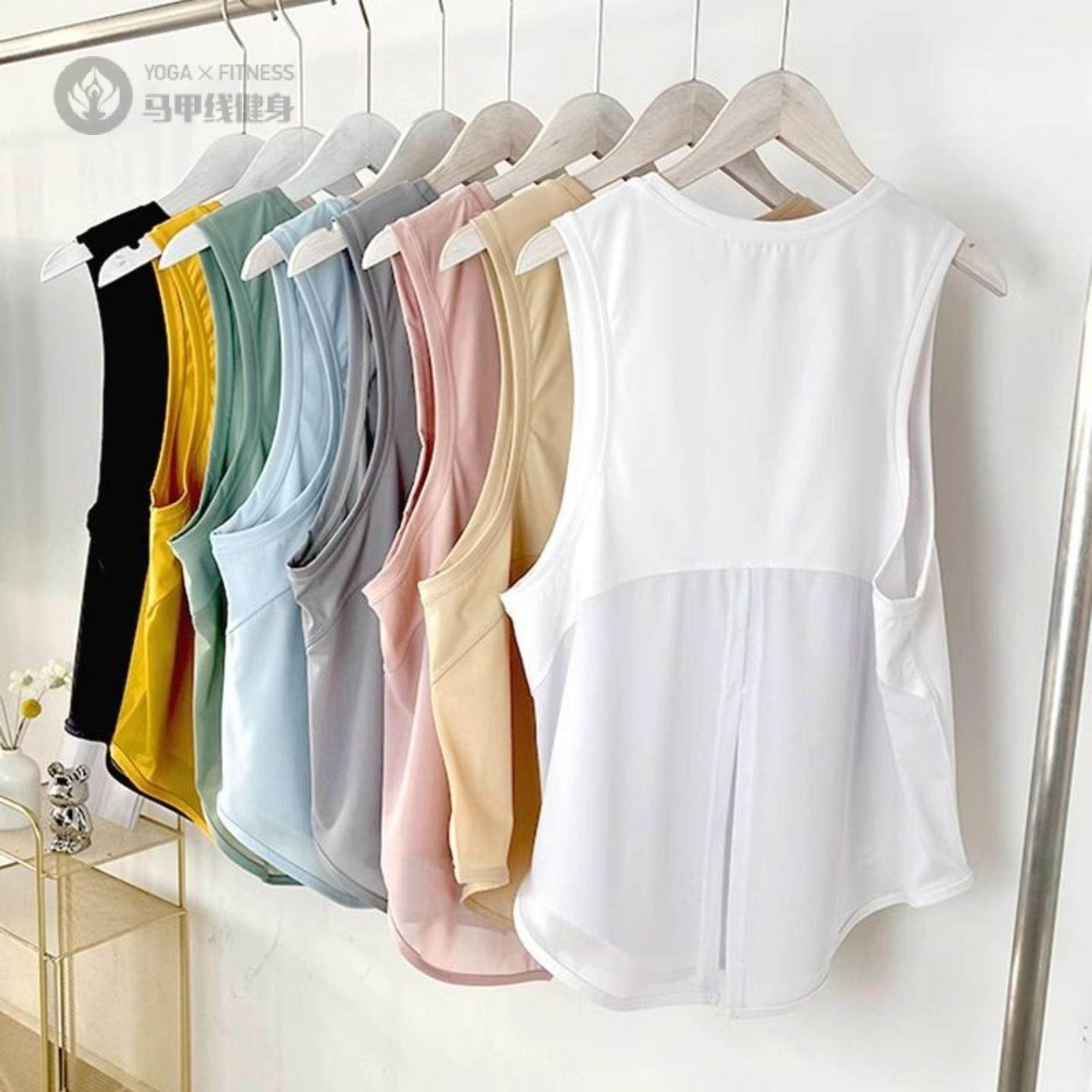 运动速干背心女夏季薄款宽松健身跑步工字背心普拉提瑜伽罩衫上衣