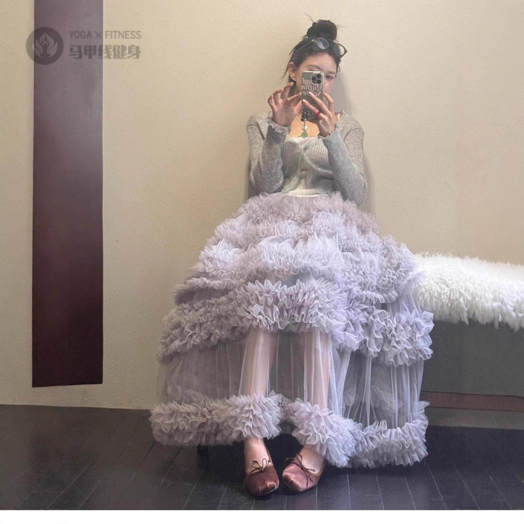 小众仙女风网纱叠穿半裙