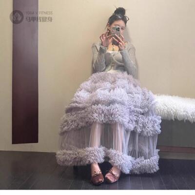 小众仙女风网纱叠穿半裙