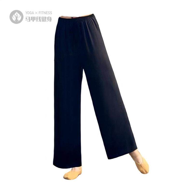 舞蹈练功裤女瑜伽阔腿裤宽松高腰直筒裤中国古典舞蹈跳舞裤