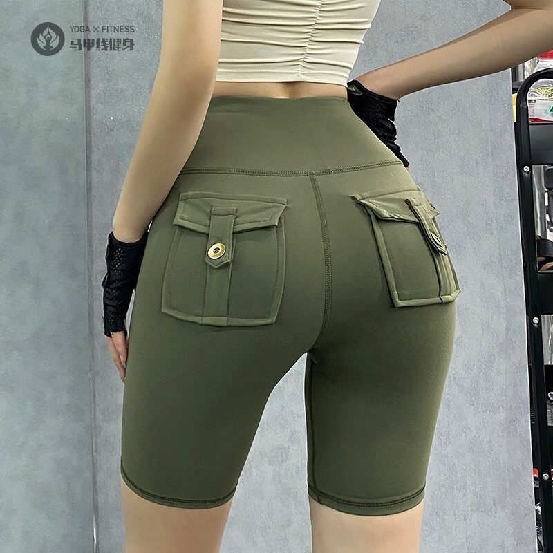 蜜桃臀运动短裤女外穿夏季高腰提臀收腹瑜伽跑步训练健身五分裤潮
