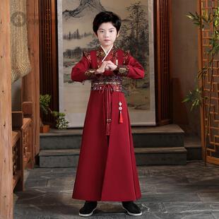 男童唐装汉服夏季中童装宝宝中式表演服儿童古装国学服演出服