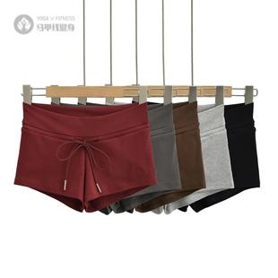 辣妹2024夏季紧身包臀热裤女基础款纯色弹力修身系带低腰运动短裤