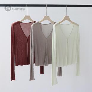 莱赛尔天丝春款针织开衫薄款女罩衫空调衫夏季长袖上衣女外套