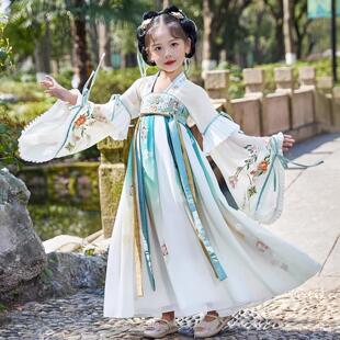 汉服女童夏季2026新款中超仙古装连衣裙女孩古风襦裙表演服装