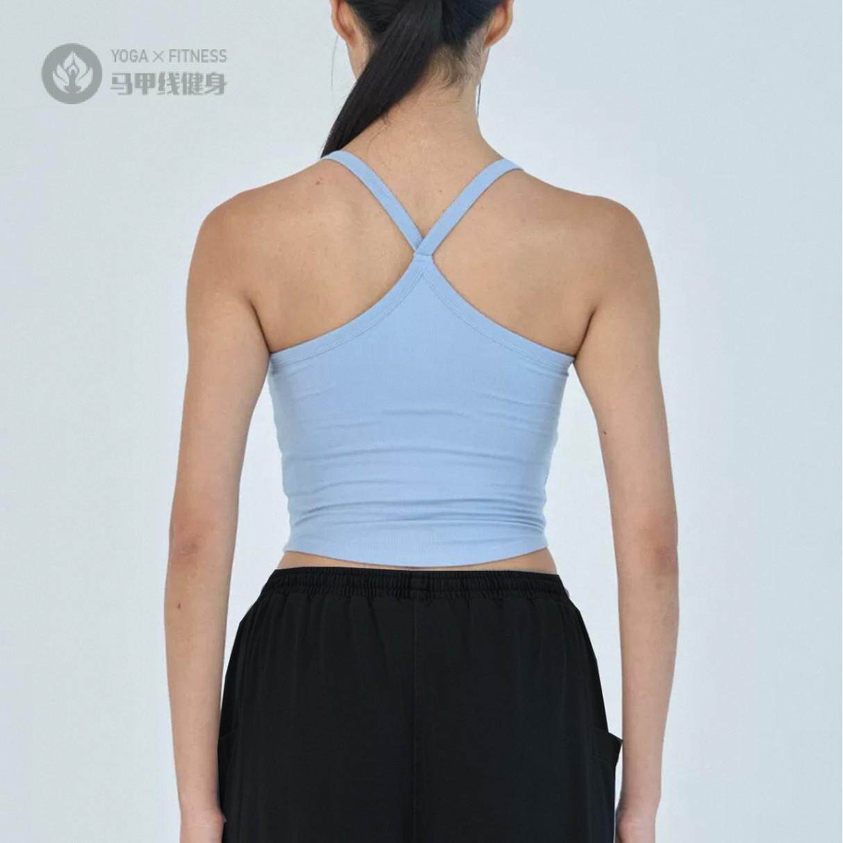 新款高腰短款运动背心含胸垫瑜伽健身跑步训练基础款吊带上衣