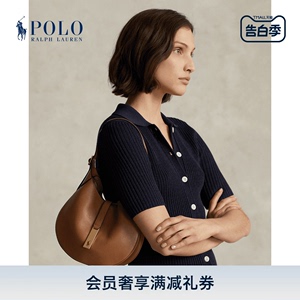 【礼物】Ralph Lauren/拉夫劳伦女配 经典Polo ID小号皮革单肩包