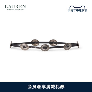 款 Lauren 经典 饰牛皮革细腰带RL70129 拉夫劳伦女配 金属装