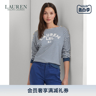 Lauren 徽标条纹上衣RL62030 24年夏宽松版 拉夫劳伦女装