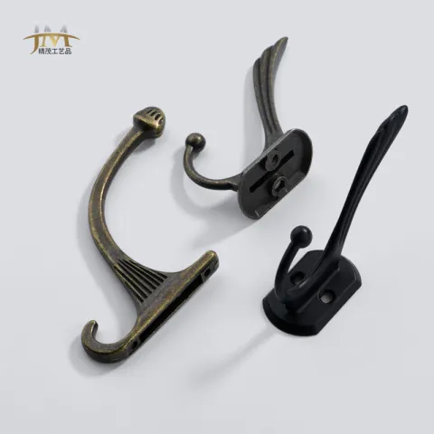 花式衣钩黑色挂钩仿古挂衣钩五金衣柜精茂橱柜新中式挂钩