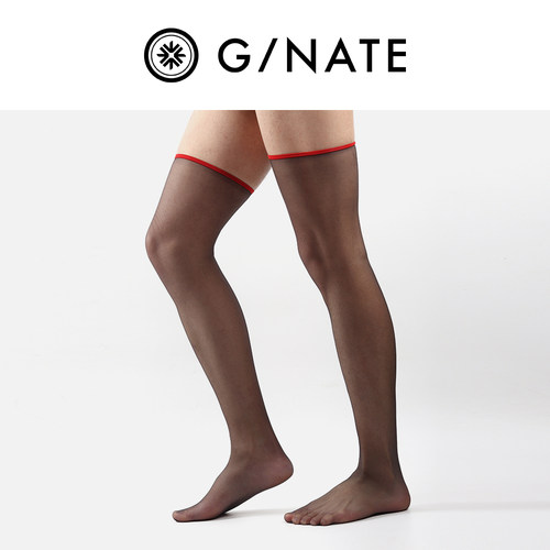 及图GNATE 长筒丝袜男夏季薄款大腿高筒黑色夏天半截过膝中筒超薄