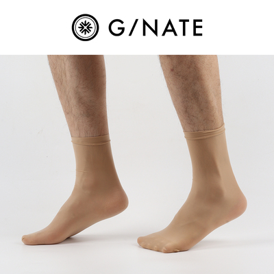 及图3双袜子男短袜ick丝袜油亮薄款中筒防臭商务夏季肤色冰丝男袜