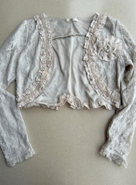 日本正品axes femme公主风蕾丝蝴蝶结开衫