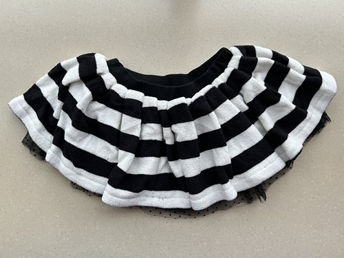 日本正品onespo黑白条纹加绒网纱裙蓬蓬裙