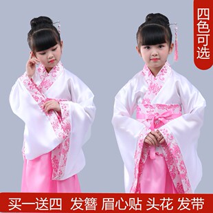 儿童古装小七仙女公主裙古筝演出服唐装汉服唐朝贵妃女童幼儿服装