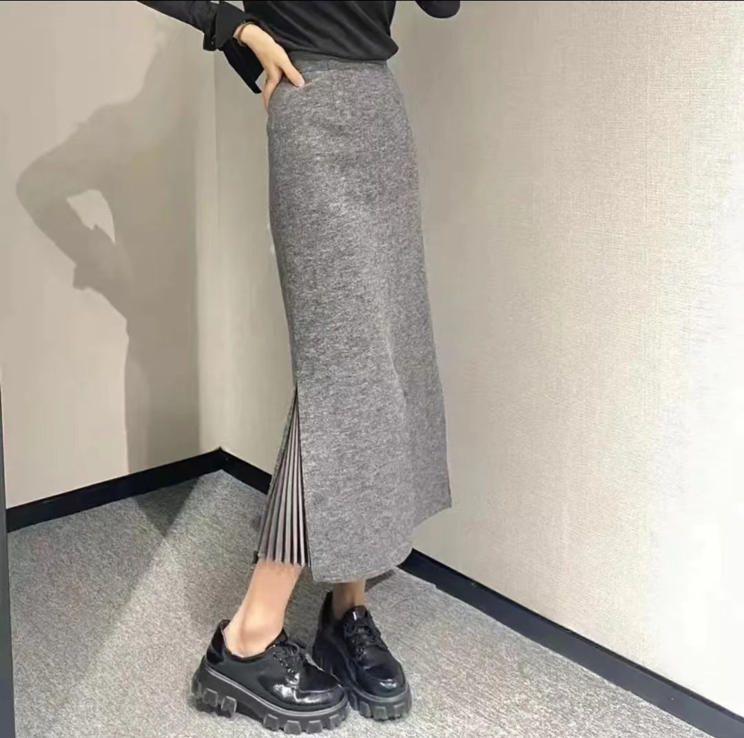 正品哥家新款2026秋装松紧腰羊毛呢子包臀鱼尾裙半身裙女中长款