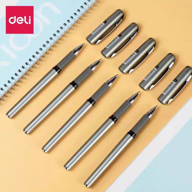 2支包邮 得力签字笔商务办公中性笔0.7mm子弹头会议笔黑色笔签名笔碳素水笔学生考试日常练字笔0.7中性笔