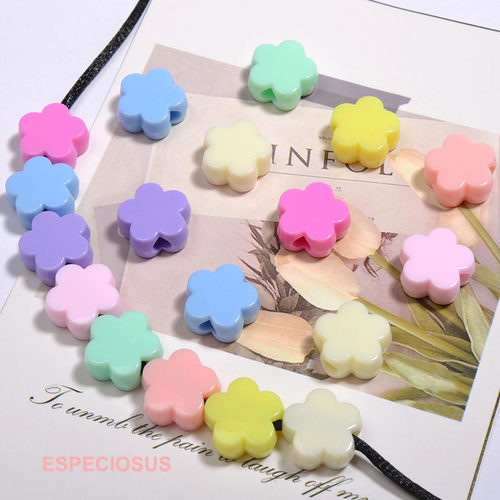 马卡龙彩色亚克力大孔花朵散珠子