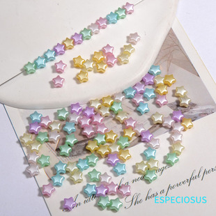 6MM珠光彩色亚克力五角星珠子diy饰品配件小星星隔珠手链串珠材料
