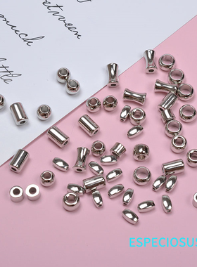 白K色电镀CCB光面圆柱形散珠子DIY饰品配件大孔隔珠手链串珠材料