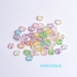 12MM透明彩色亚克力贝壳散珠子DIY饰品配件幻彩电镀隔珠手链材料