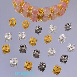 三色电镀8MM合金荷叶边隔珠隔片diy饰品配件波浪形扁珠子手链材料