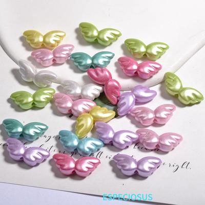 天使翅膀彩色14MM有孔珠子亚克力