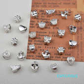 大孔珠子CCB电镀白K色爱心隔珠diy饰品配件红绳配饰发圈串珠材料