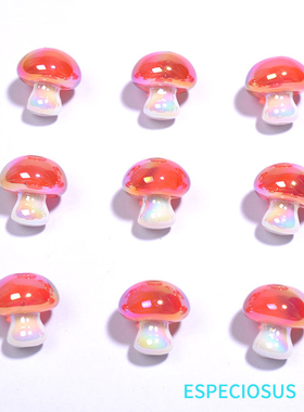 幻彩UV电镀亚克力红色卡通蘑菇珠子DIY饰品配件珠中珠串珠材料
