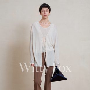 WITTY FOX松弛感小凉风针织两件套 羊毛亚麻混纺开衫背心套装女