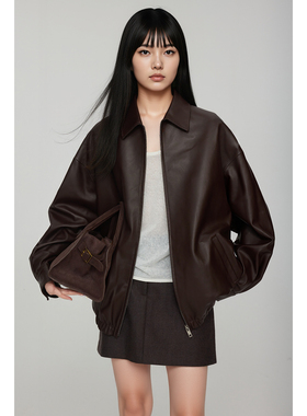 WITTYFOX欧洲空运土耳其chao薄A级绵羊皮皮衣外套老钱风廓形夹克