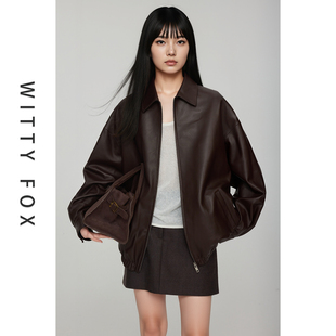 WITTYFOX欧洲空运土耳其chao薄A级绵羊皮皮衣外套老钱风廓形夹克