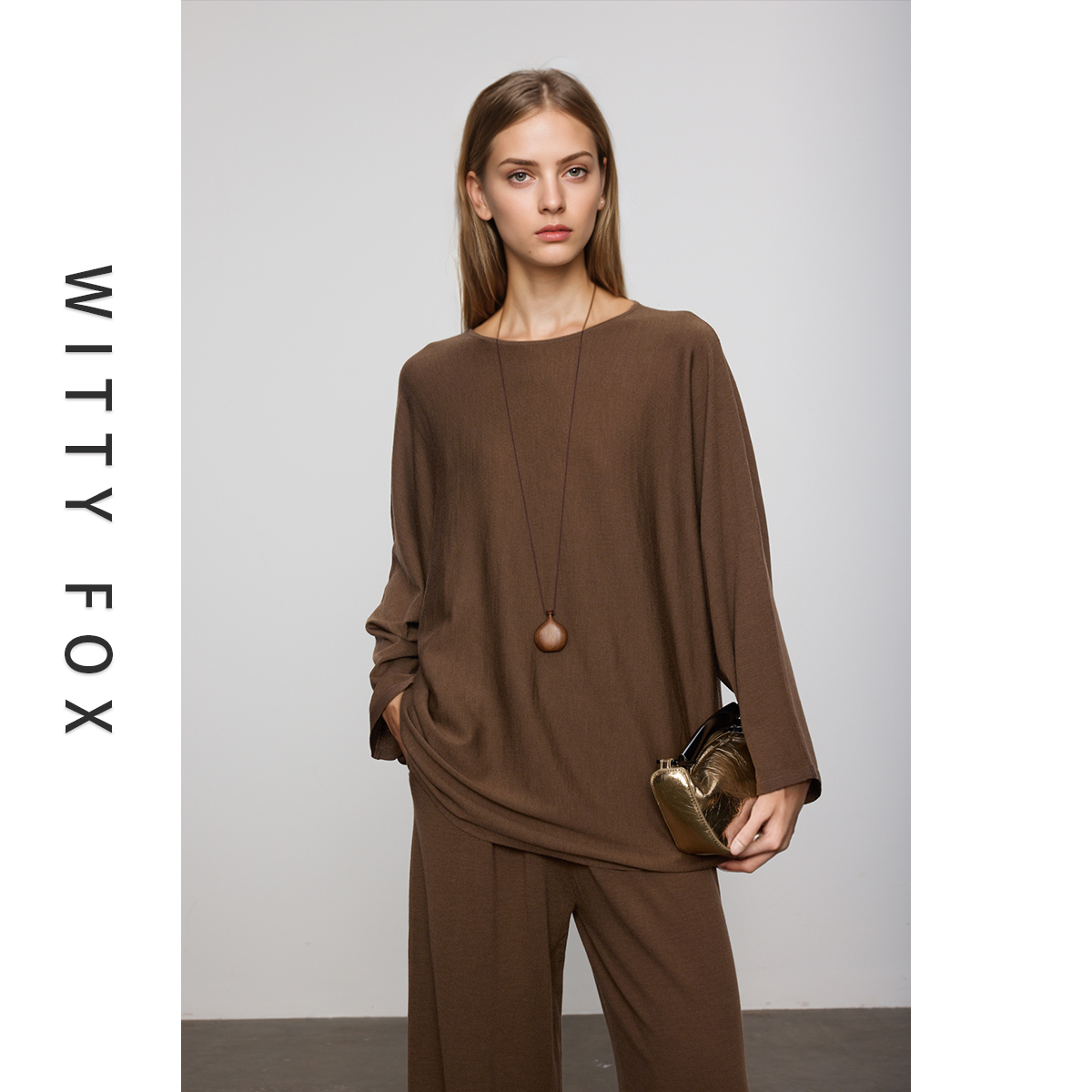 WITTYFOX真丝羊绒长袖针织衫