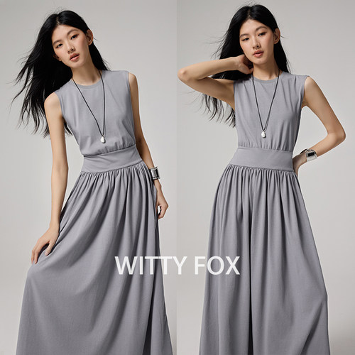 WITTYFOX高支长绒棉无袖连衣裙