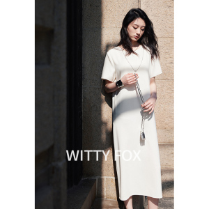 断码捡漏 WITTYFOX日本进口三醋酸短袖连衣裙女夏季长裙宽松无袖