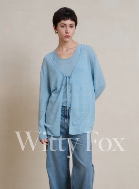 WITTY FOX松弛感小凉风针织两件套 羊毛亚麻混纺开衫背心套装女