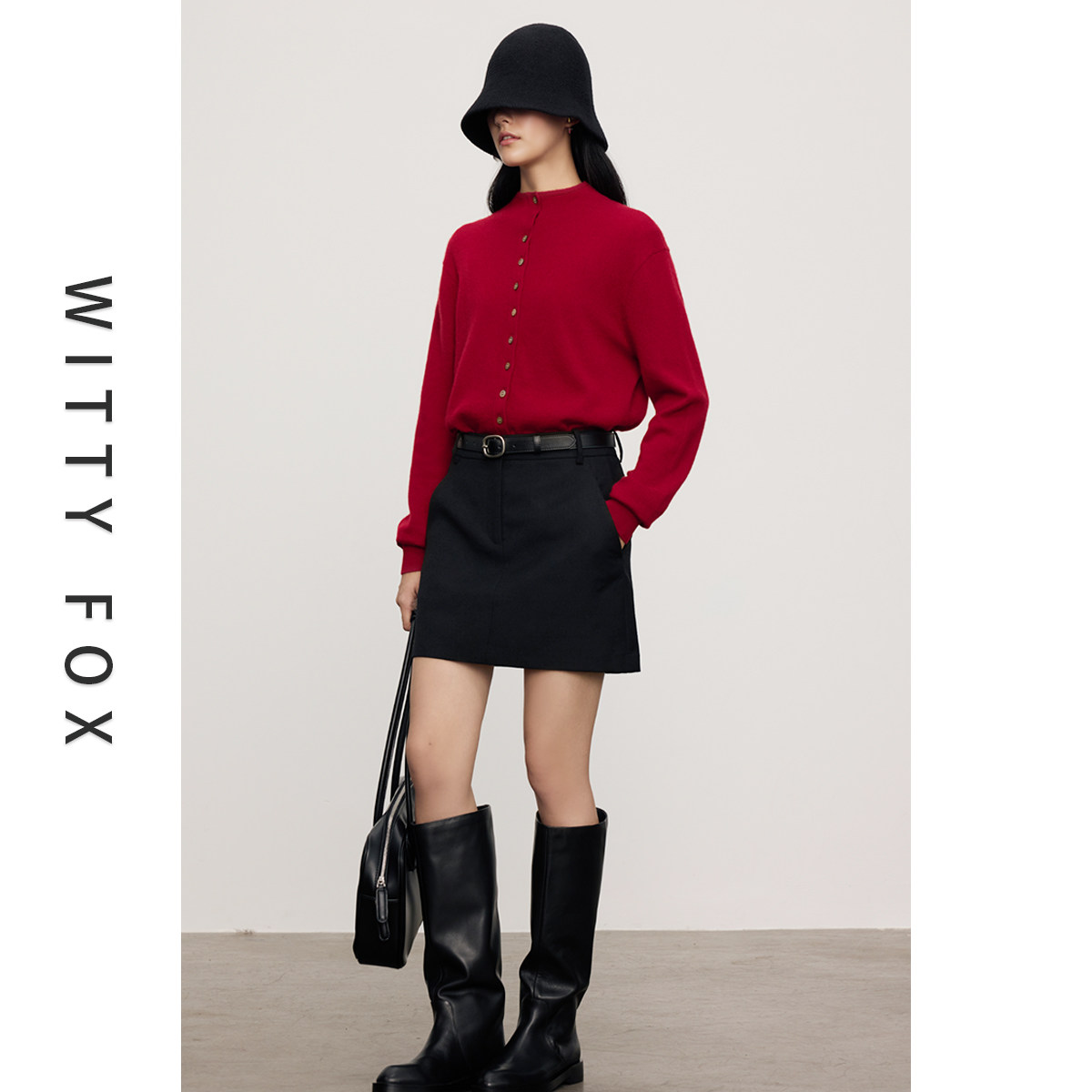 WITTYFOX羊绒半高领开衫